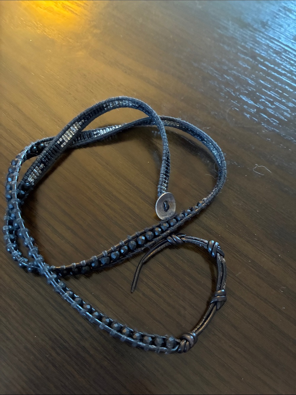 Chan Luu Black Leather Wrap Bracelet with Braided Detail